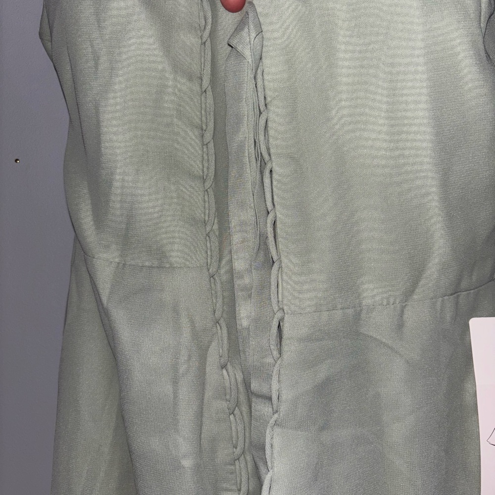 Asymmetrical One-Shoulder Sage Green Evening Dress - Picture 3 of 3